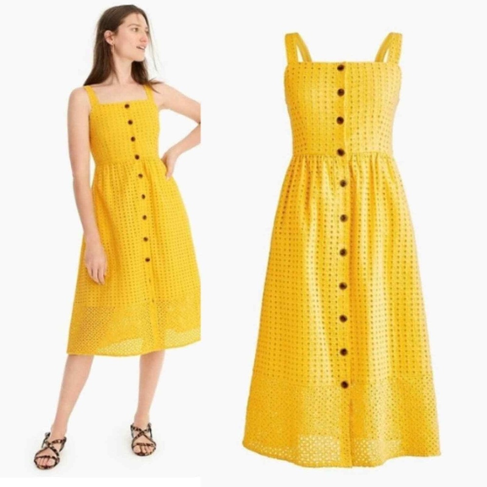 NWOT J.Crew Colette Classic Button Front Eyelet Midi Sundress